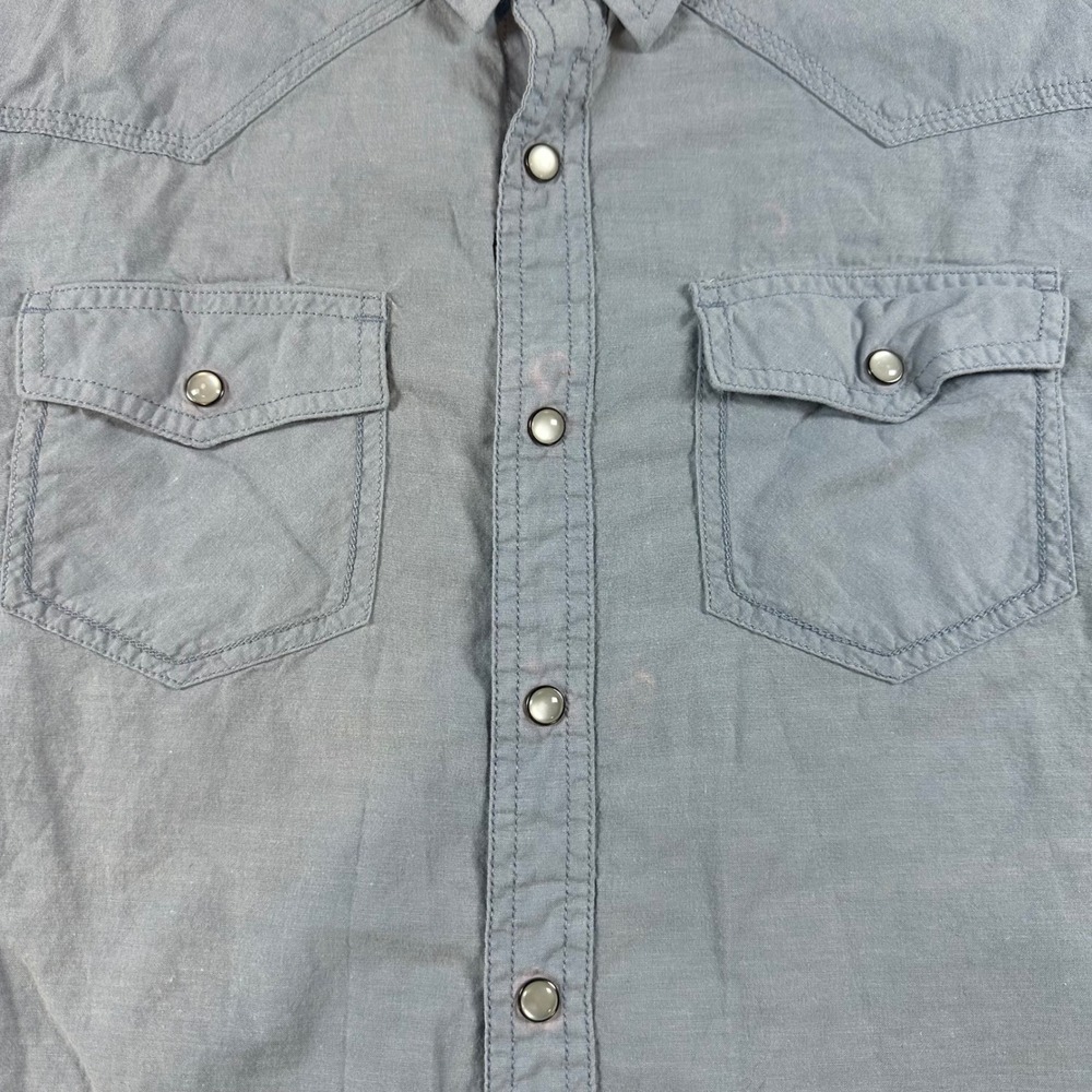 Urban Pipeline Mens Small Blue Pearl Snap Western Short Sleeve Cotton Shirt - Picture 3 of 9